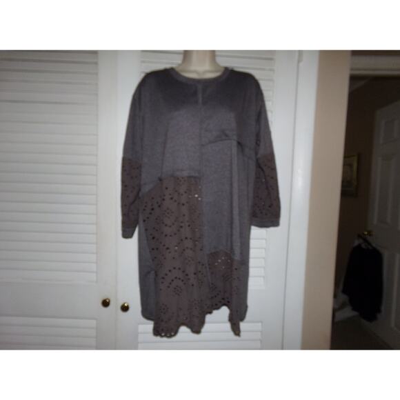 Pretty Angle knit‎ and eyelet linen blend tunic/dress M Fall retro work casual - Picture 1 of 5
